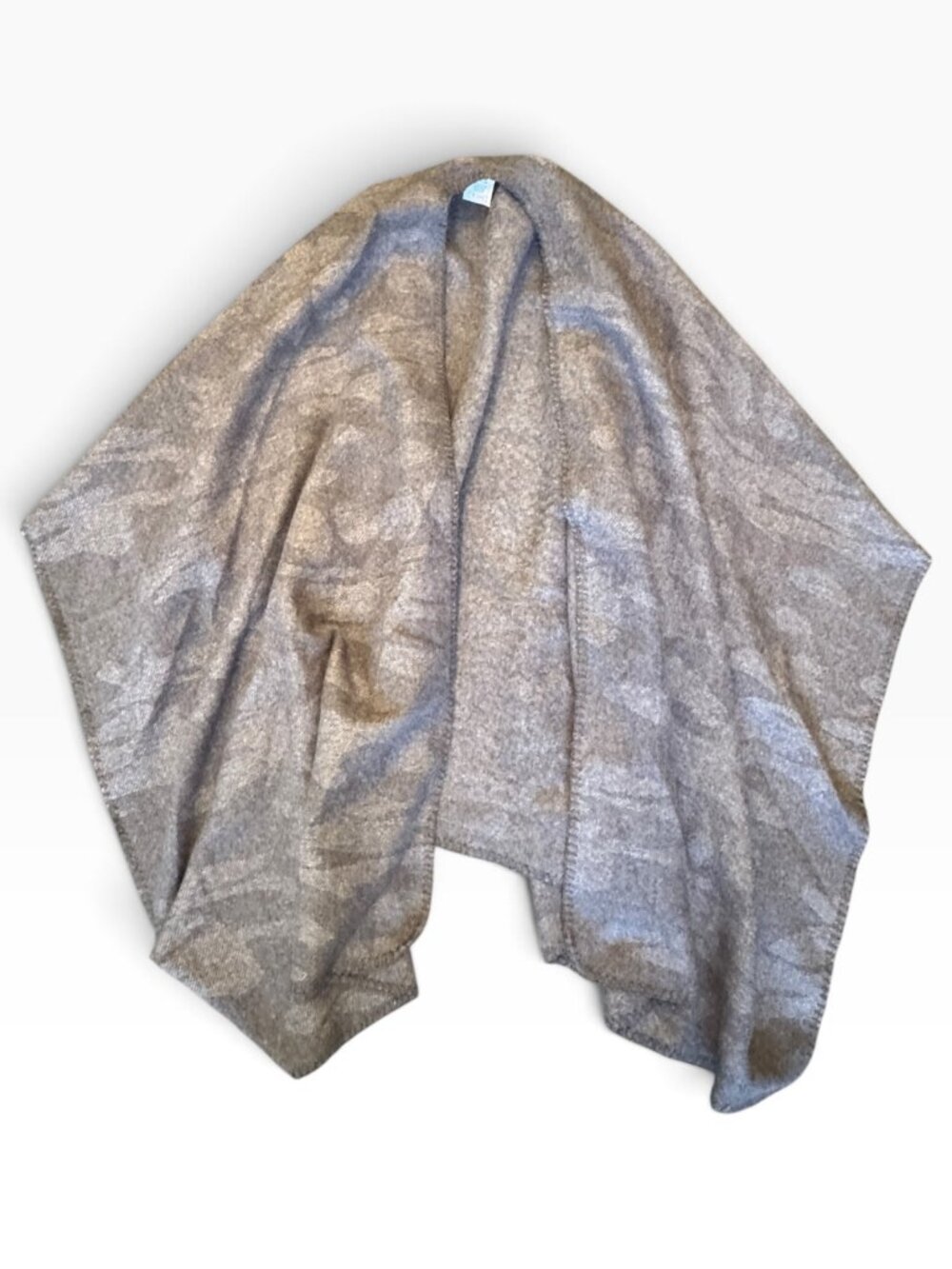 Woolrich Camo Blanket Wrap Poncho Shawl Grey One Size